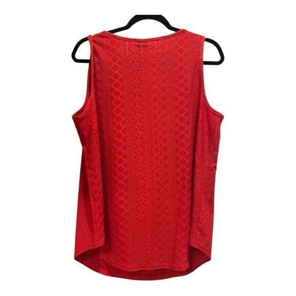 Tank Tops red eyelet Flowy Scoop Neck Loose Fit Tank-Top Sleeveless Cami - Picture 6 of 13